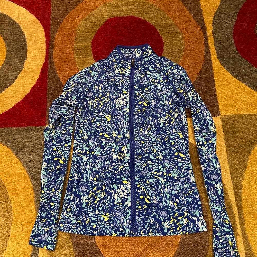 Collibar UPF 50+ UV Protection Lightweight Full Zip Jacket Blue Print Size XS